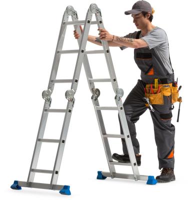 Worker Climbing Ladder