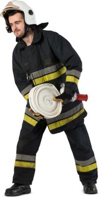 Standing Firefighter With Firehose