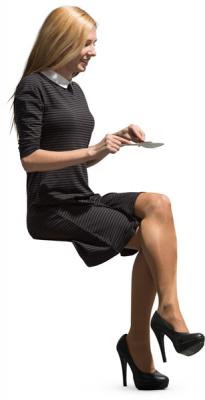 Sitting Woman Eating Meal