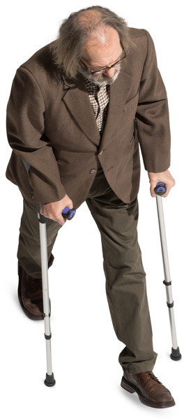 Man walking on crutches image